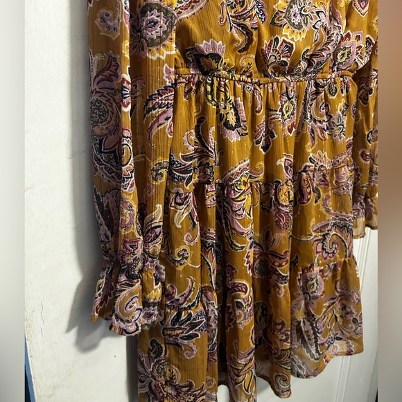 NWOT CITY STUDIO Floral Paisley Dress W/ Belle Long Sleeves Elastic Waist - Picture 8 of 15